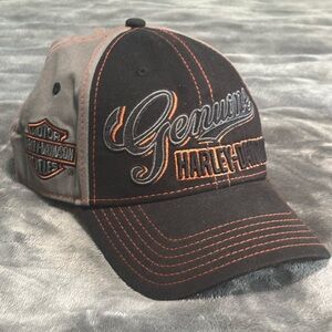 Harley-Davidson Black and Gray Cap with Orange Stitching
